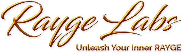 RAYGE Labs signature gold logo with tagline